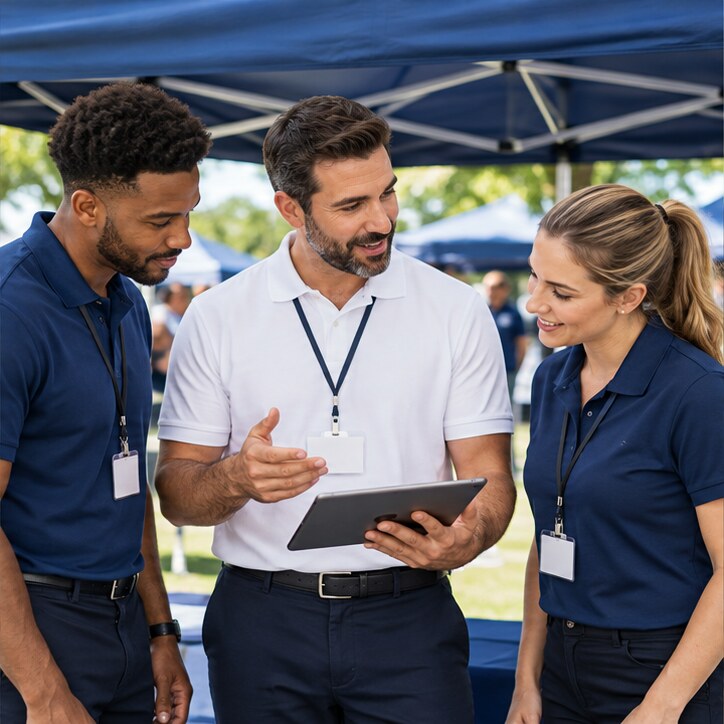 Illustrative artwork of a team leader coaching sales representatives