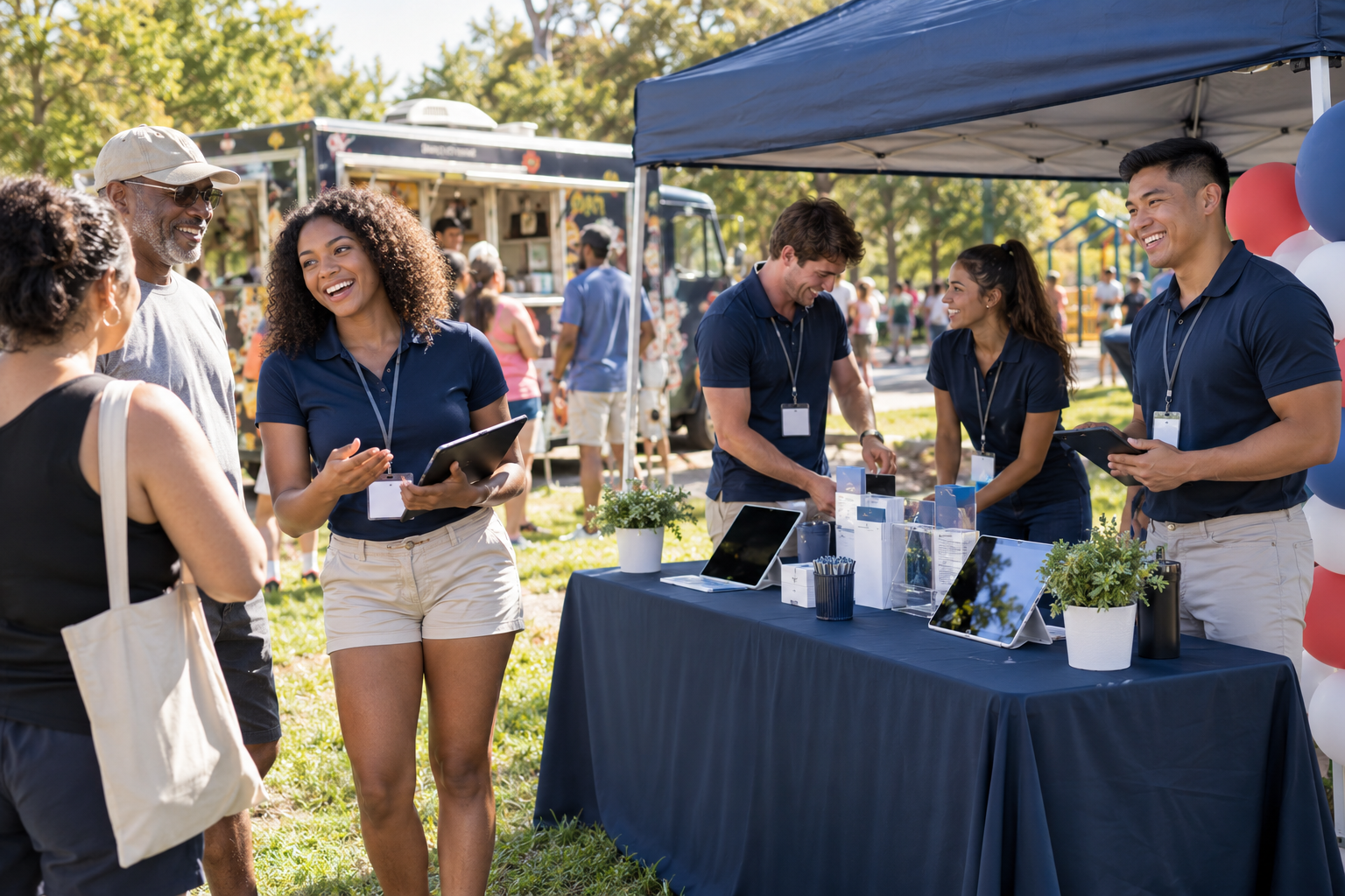 Field sales team hosting a community event